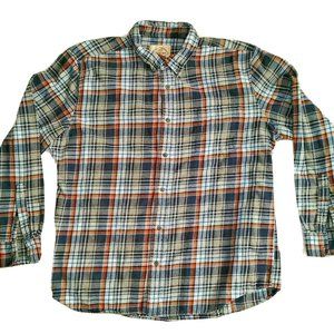 st johns bay sz XL plaid flanel shirt Blue, light blue and orange